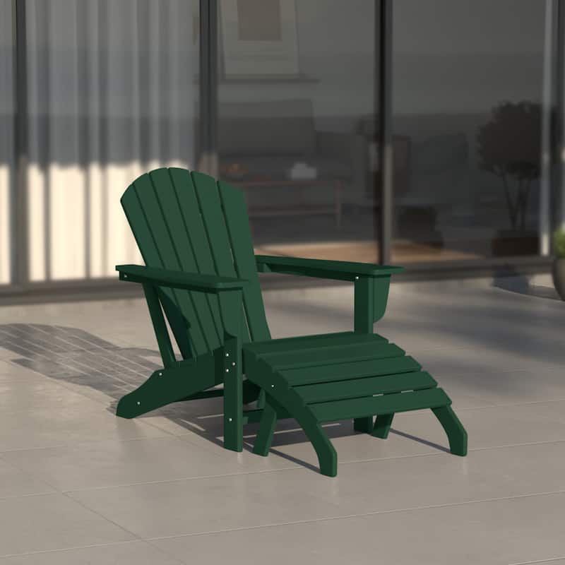 Altura Classic Outdoor Eco-Friendly All Weather Adirondack Chair with Ottoman (2-Piece Set)