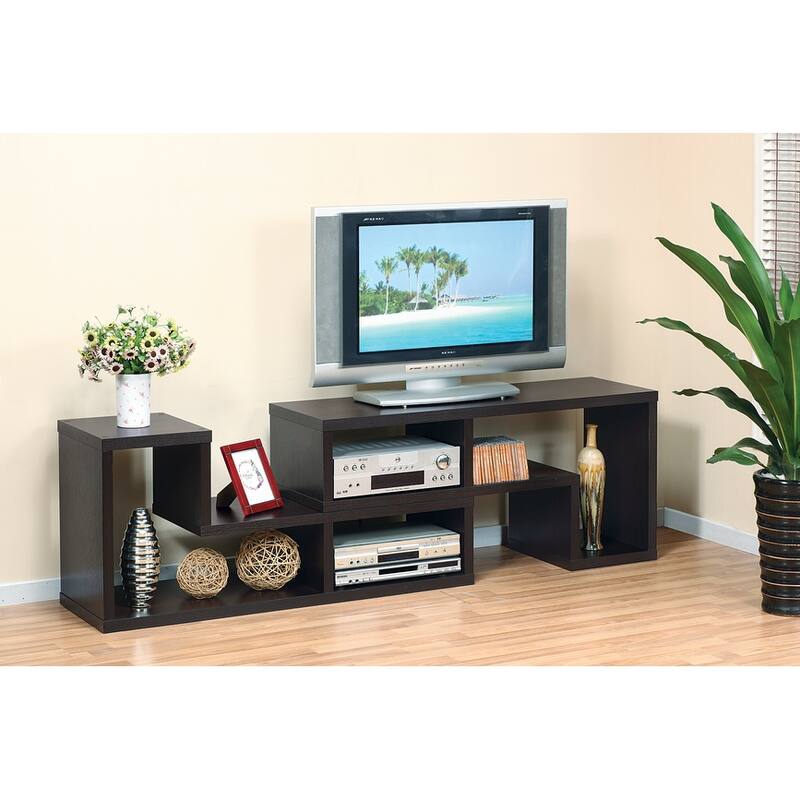 Modern L Shape TV Stand, Flip and Extendable Media Console for 60-69 Inch TVs, Multi-Level Storage