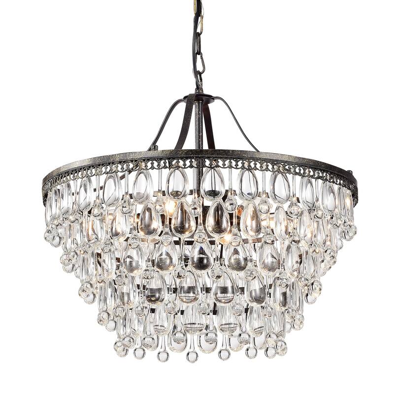 Antique Bronze 6-Light Glam Crystal Chandelier - Antique Bronze