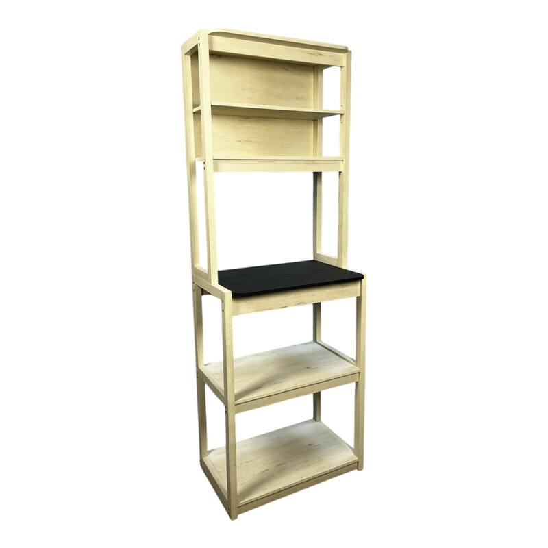 23.62" 5-Tier Bakers Rack for Kitchen with Storage, Coffee Bar, Kitchen Shelves, Microwave Stand - White+Black
