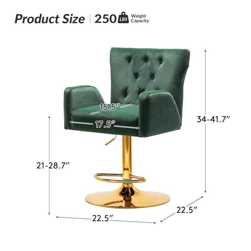 Loreto Modern Tufted Velvet Swivel chair with Adjustable Height by HULALA HOME