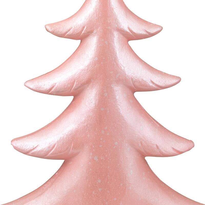 Snowy Shiny Christmas Tree Tabletop Decoration - 10" - Light Pink