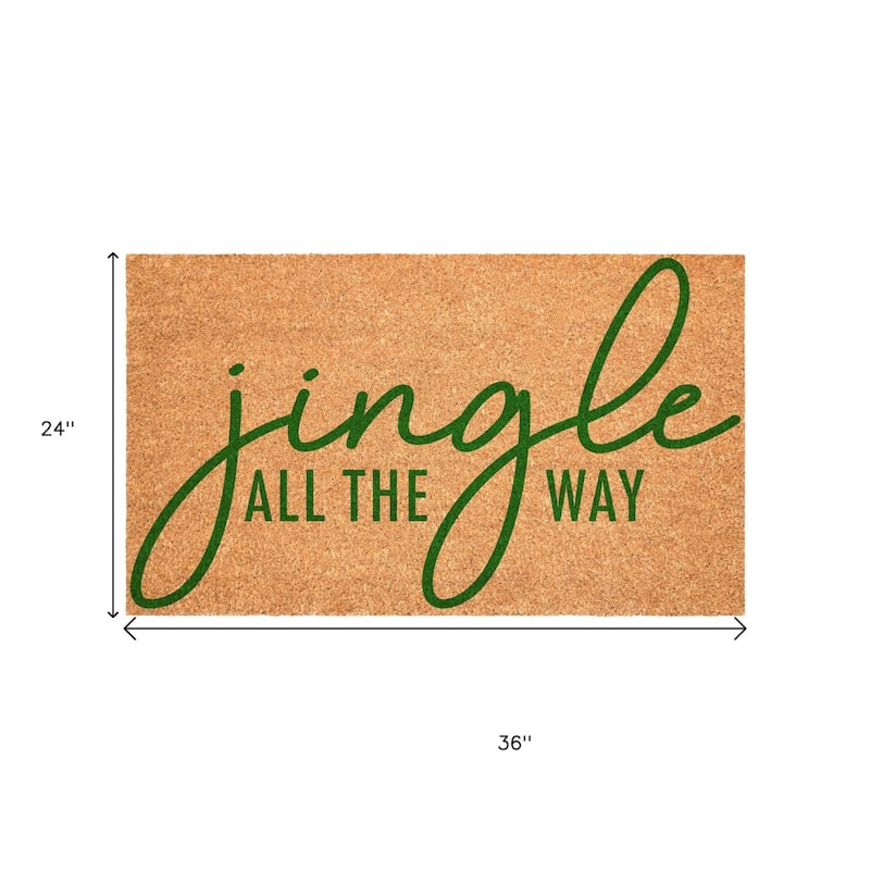 HomeRoots 24" X 36" Brown And Green Christmas Outdoor Coir Door Mat - 24.00' X '36.00