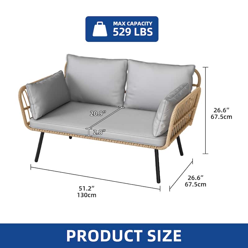 Moasis Outdoor Patio All-Weather Wicker Loveseat/Bistro Set/Sectional Sofa with Cushions and Lumbar Pillows