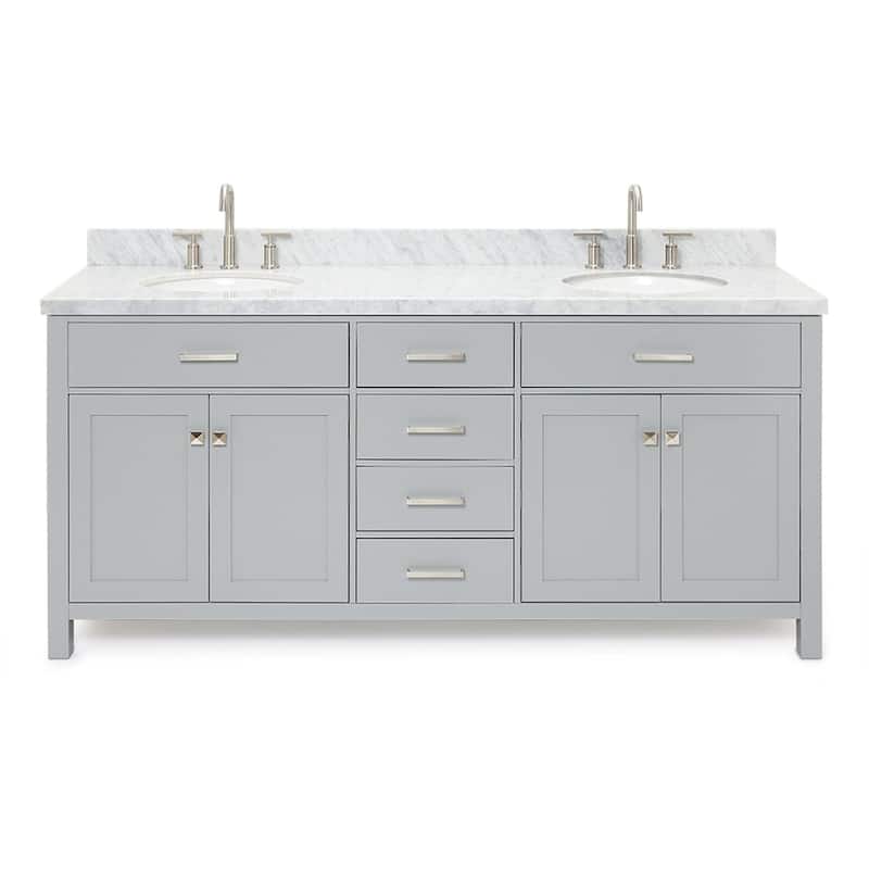 Ariel H073DCWOVO Bristol 73" Free Standing Double Oval Basin Vanity - Grey - Ash Finish