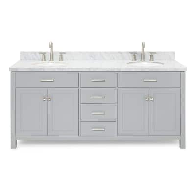 Ariel H073DCWOVO Bristol 73" Free Standing Double Oval Basin Vanity
