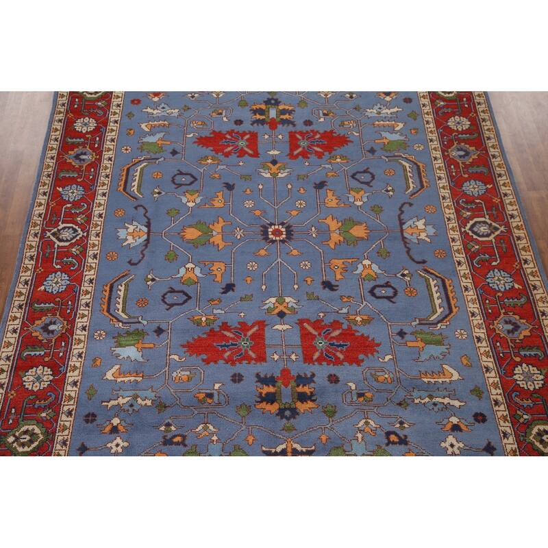 Blue Heriz Serapi Area Rug Hand-Knotted Wool Carpet - 8'9"x 11'11"