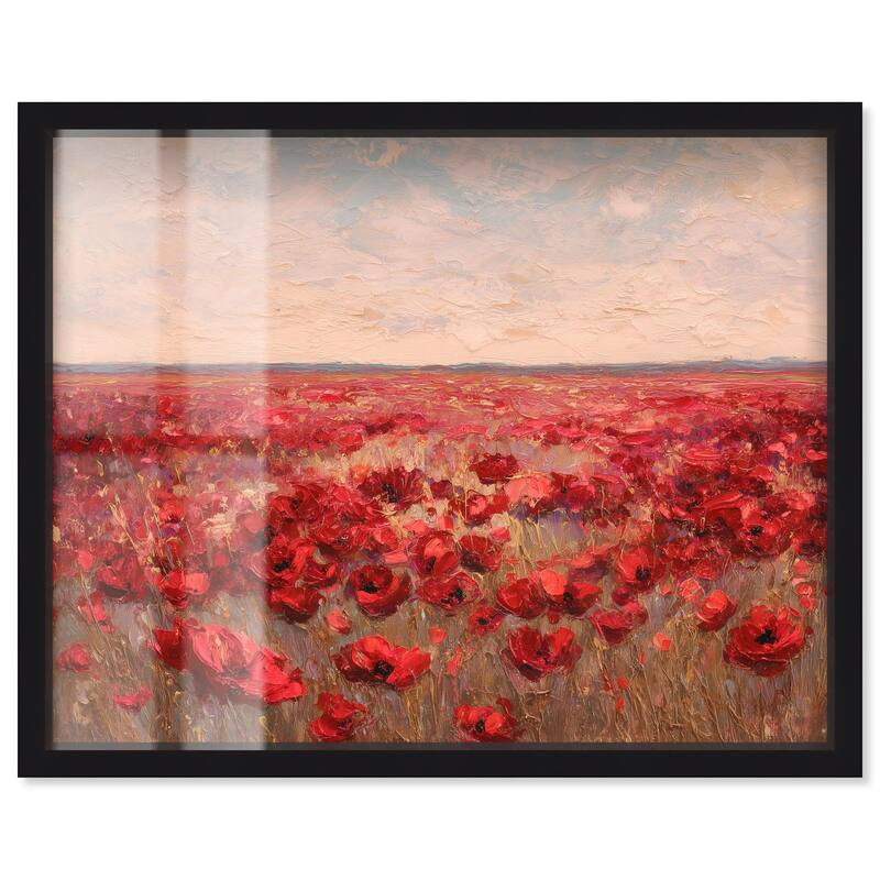 Sea of Red Poppies I Shadowbox by Art Remedy - Black - 45" x 36"