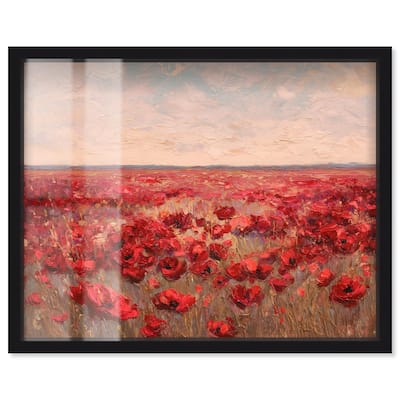 Sea of Red Poppies I Shadowbox by Art Remedy