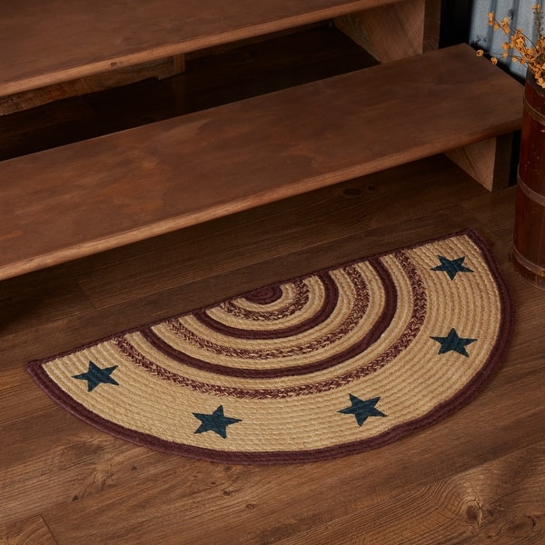slide 1 of 3, Potomac Jute Rug Half Circle Stencil Stars w/ Pad 16.5x33 - 16.5" x 33" Half Circle 16.5" x 33" Half Circle - Tan