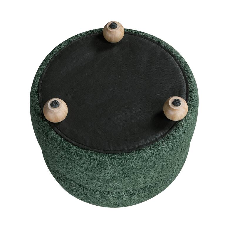 Arden 31" Boucle Swivel Chair with Ottoman - Solid Wood Legs