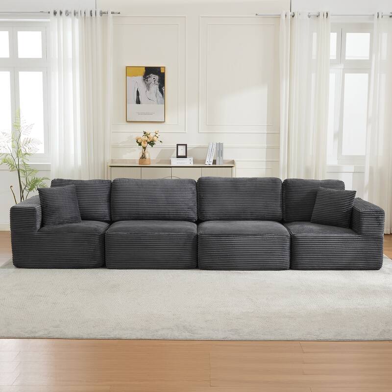 Modular Sectional Sofa Corduroy Fabric Upholstery Armless Chair