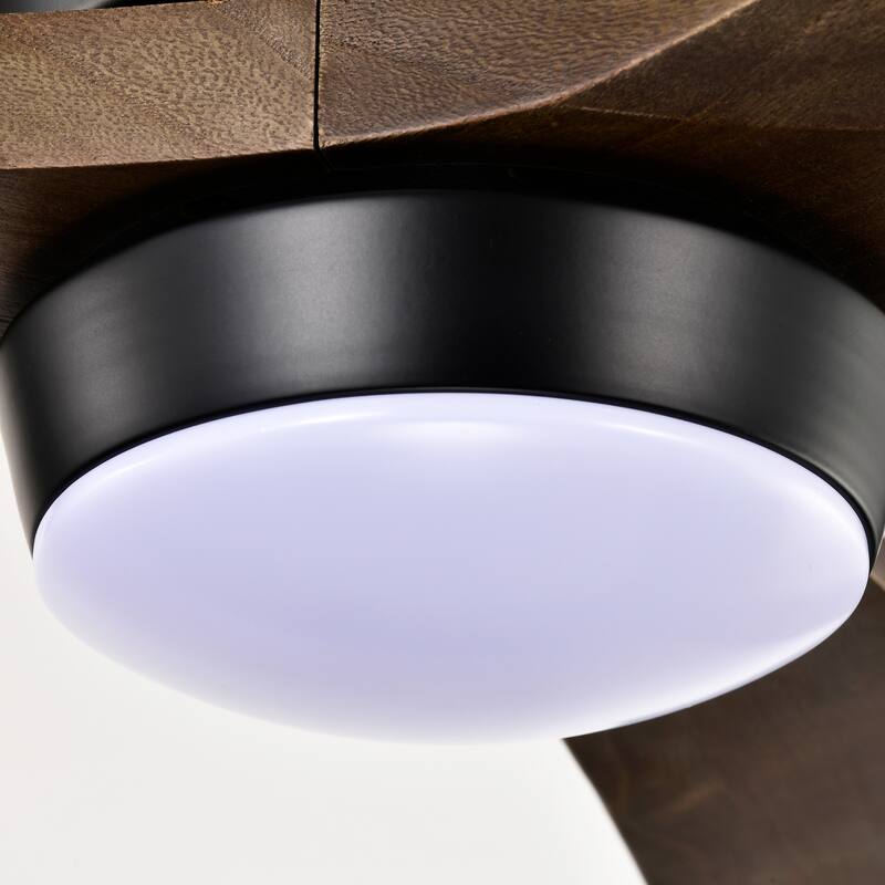 52" Flush Mount Solid Wood Blades Ceiling Fan with Lights Remote Control, Quiet DC Motor, 6 Speed, Reversible Ceiling Fan