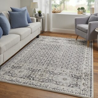 HomeRoots 4' X 6' Ivory Taupe And Gray Abstract Stain Resistant Area ...