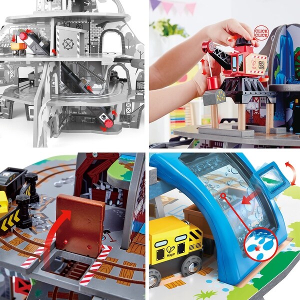 Hape Railway Mighty Mountain Train Set- Multi-Level Play - Bed