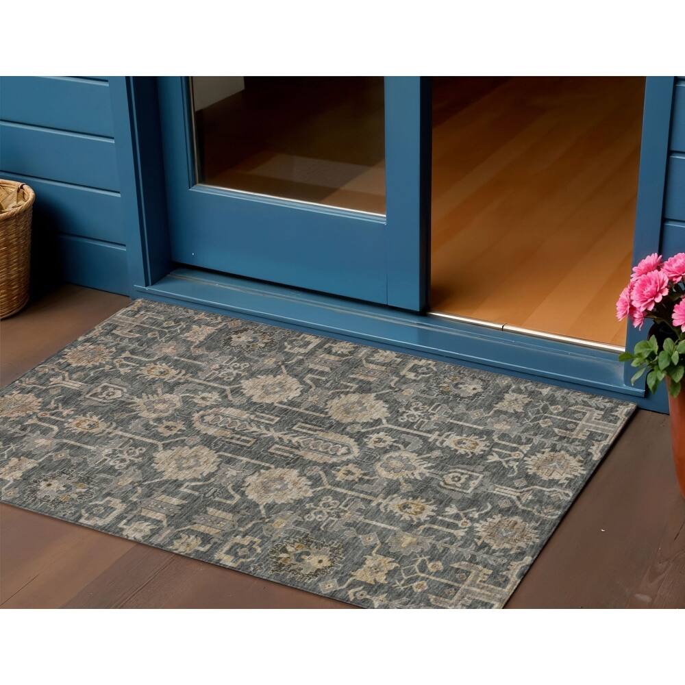 HomeRoots Oriental Traditional Rectangle Outdoor Rug