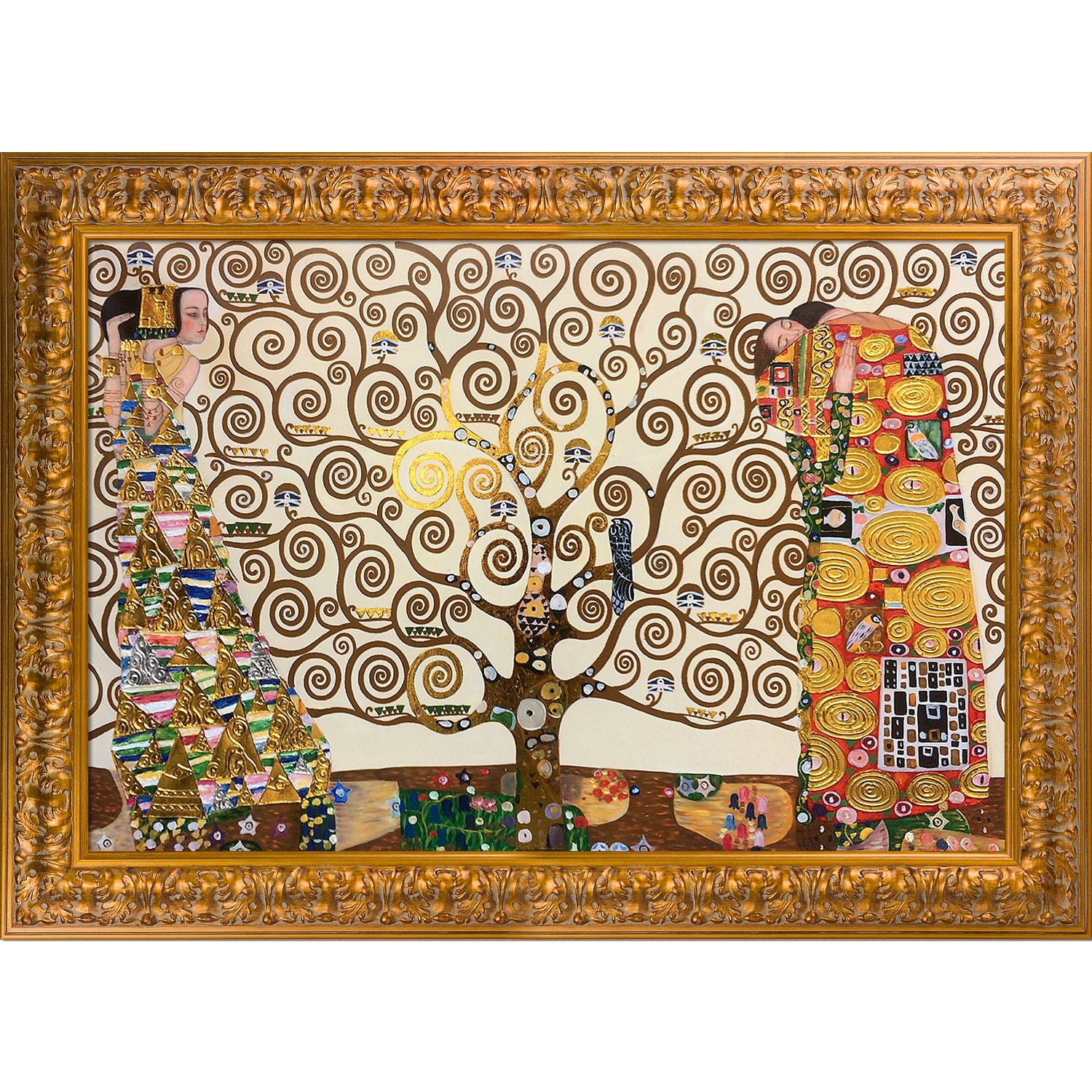 overstockArt Hand Painted Oil on Canvas Tree of Life by Gustav Klimt Framed