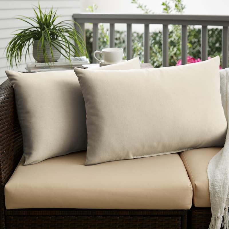 Sorra Home Sloane Ivory Indoor/ Outdoor Knife Edge Pillow Set - 16 in x 26 in