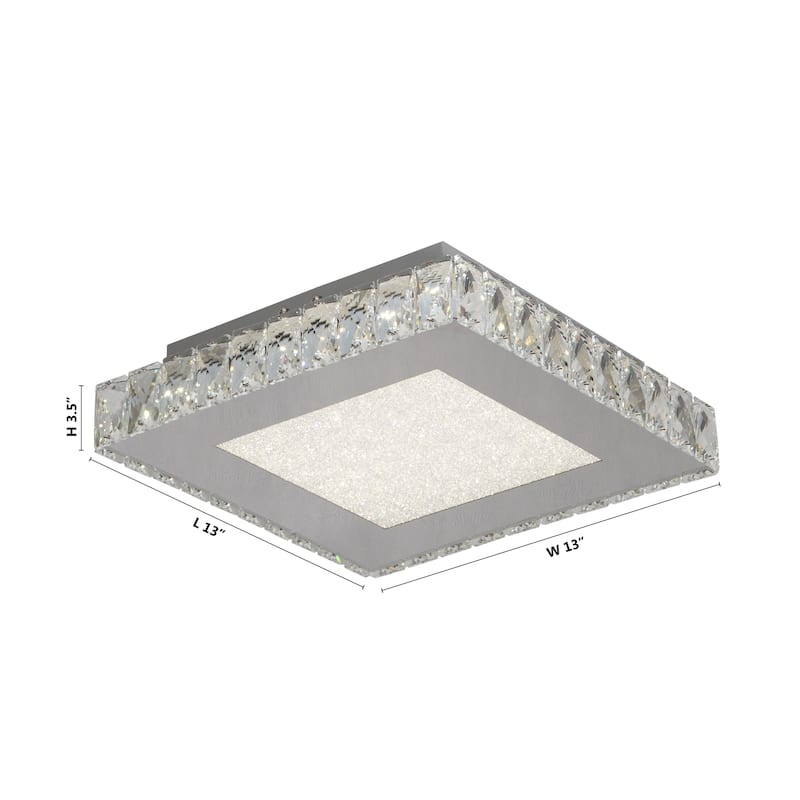 LED Flush Mount with Stainless Steel Frame and Clear Crystal