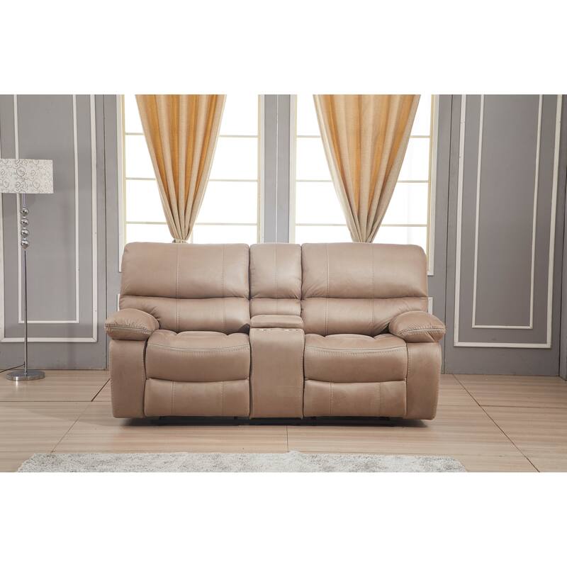 Betsy Furniture Microfiber Manual Rclining 2-seat Loveseat with Console 8007 - Taupe
