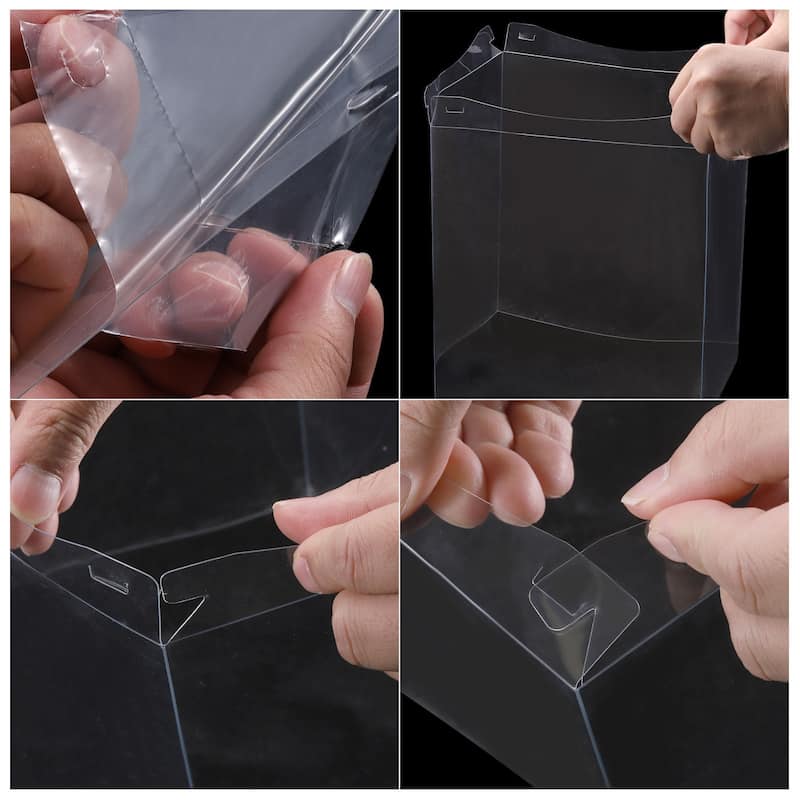 Clear Cake Box with Ribbon, 6Pcs 10"x10"x10" for 8 Inch Cake Packing - Black
