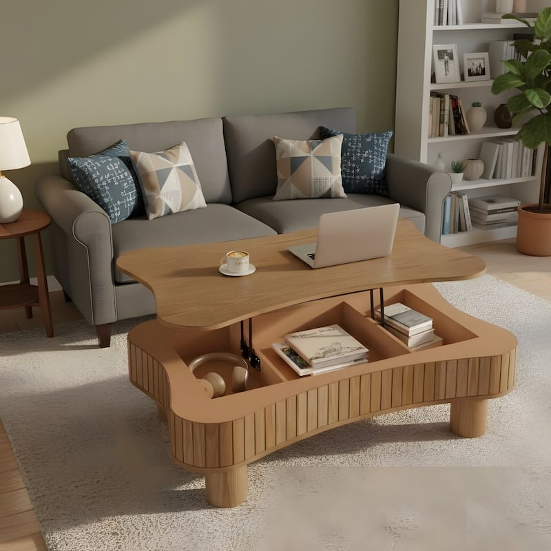 Rustic Lift Top Coffee Table with Hidden Storage