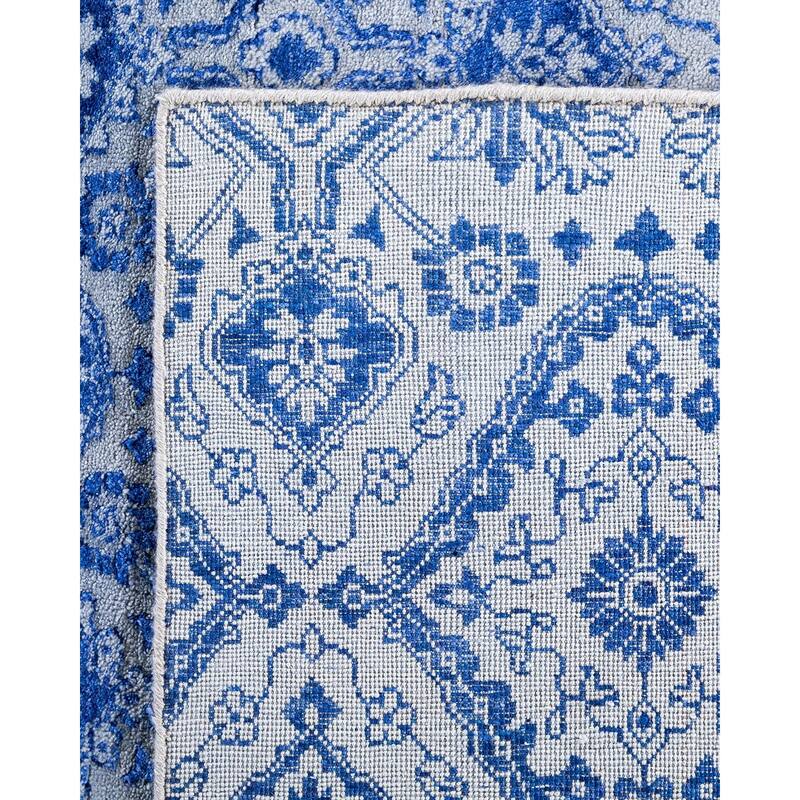 Ikat One-of-a-Kind Handmade Area Rug, Blue - 9' 0" x 12' 4"