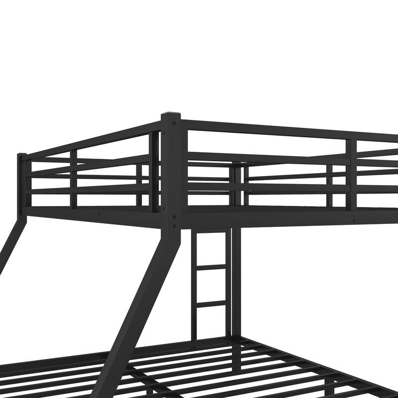 Metal Bunk Bed with Fence, Ladder, Space-Saving and Noise Reduced for Teens and Adults