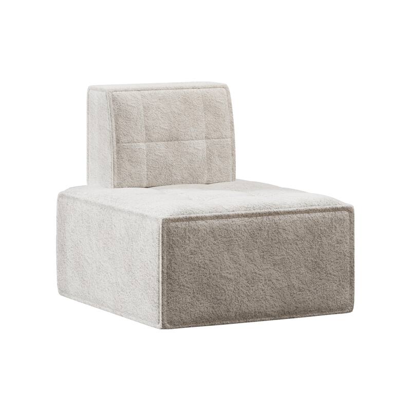Modular Sherpa Sofa Chair - Customizable Floor Seating with Plush Fabric for Living Room, Bedroom or Office in Beige
