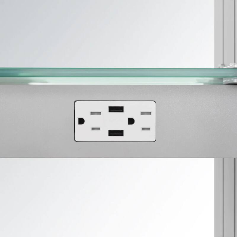 Modern Mirrors COSMO I Lighted Bathroom Vanity Mirror with Storage Cabinet, 3x Magnifying Detachable Mirror 2x USB Port - 32*24