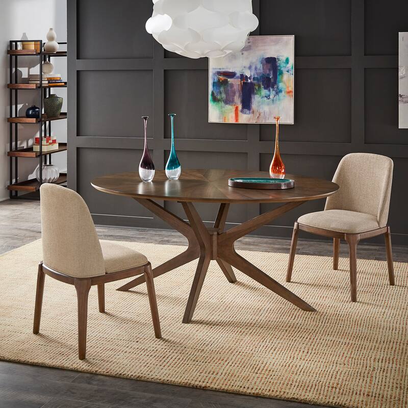 Rondo Upholstered Side Chairs with Walnut Legs (Set of 2) by iNSPIRE Q Modern