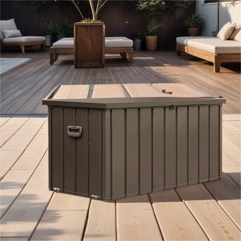 Outdoor Waterproof Storage Deck Box with Handles and Mobility Rollers