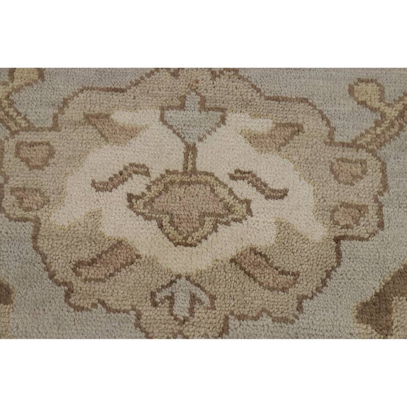 Gray Ivory Oushak Style Area Rug Handmade Wool Carpet - 9'1" x 11'10"