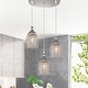 preview thumbnail 1 of 1, Haydar Silver 3-light Mesh Pendant with Crystals