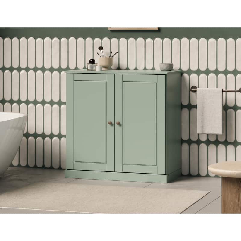 Palace Imports 100% Solid Wood 32" Bathroom Cabinet with Solid Doors, 2-Drawers and Adjustable Shelves - Sage