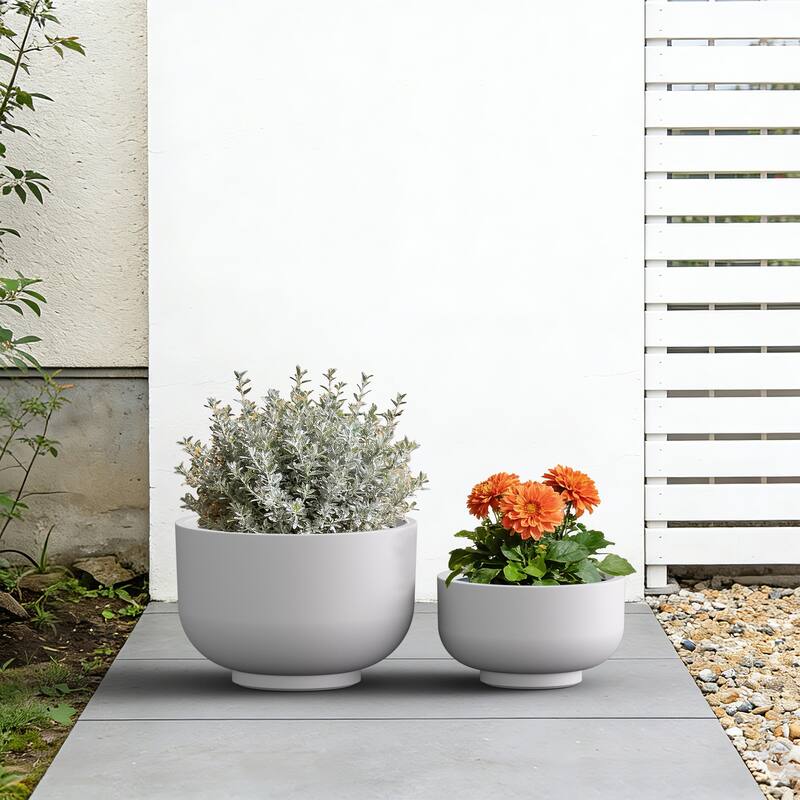 Concrete Planter / Pot Lightweight Planter Bowl with Drainage Holes