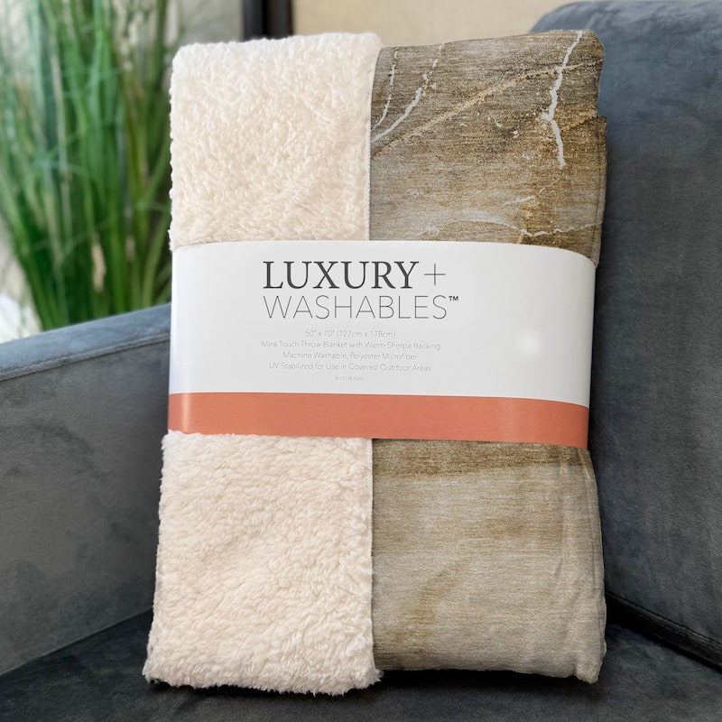 Premium Machine Washable Abstract Contemporary Sherpa Throw Blanket