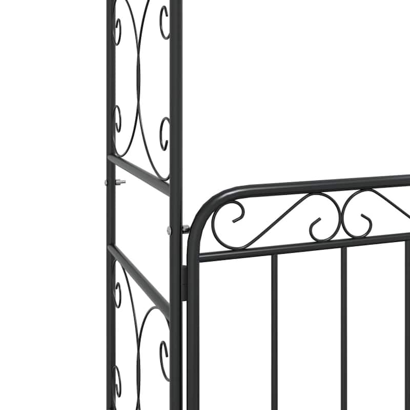 vidaXL Garden Arch With Gate Black Powder-coated steel Extra Tall