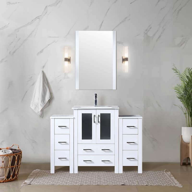 Volez Bath Vanity with Side Cabinet and Mirror