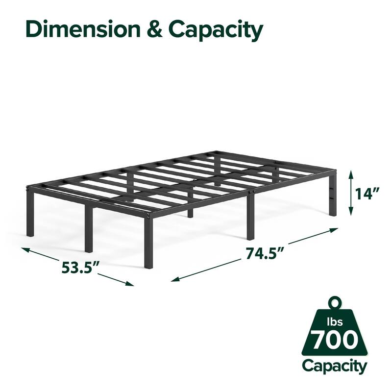 Priage by ZINUS Black Metal Platform Bed Frame