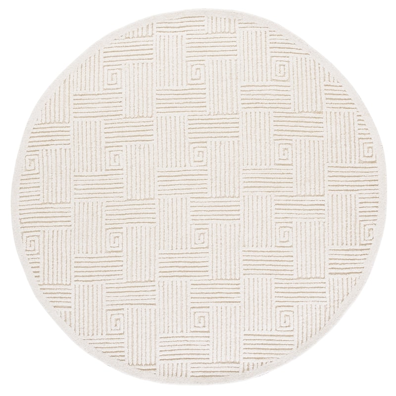 SAFAVIEH Handmade Textural Ceara Wool Rug - 6' Round - Ivory
