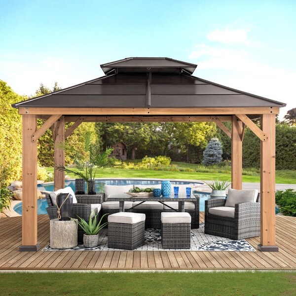 Sunjoy Chapman 11x11 ft. Outdoor Patio Cedar Framed Gazebo