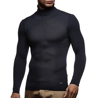 Shop Leif Nelson Mens Navy Blue Size Medium M Turtleneck Ribbed
