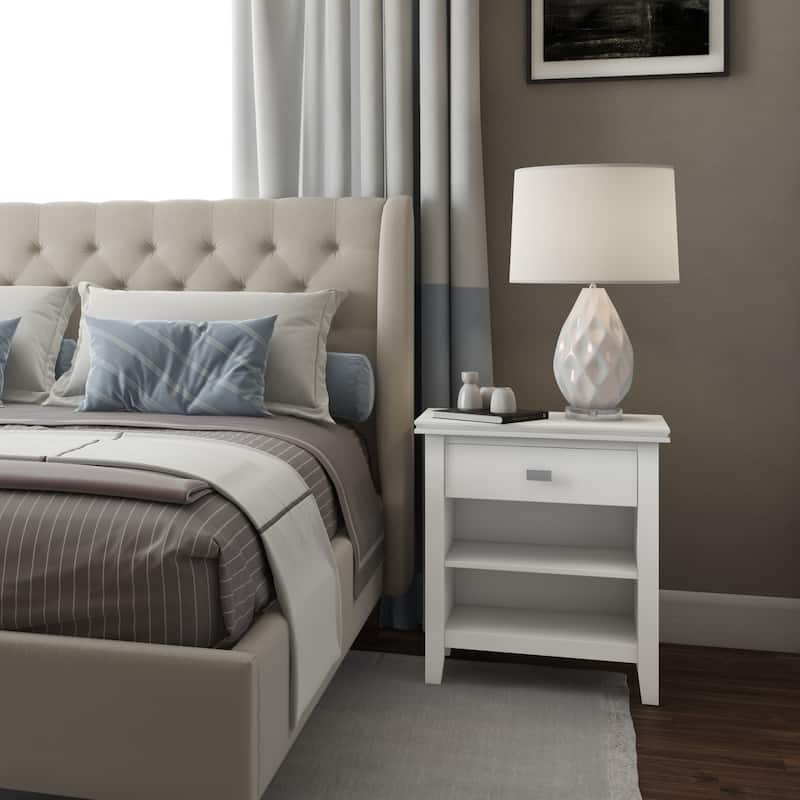 WYNDENHALL Stratford SOLID WOOD 24 inch Wide Bedside Nightstand Table - White