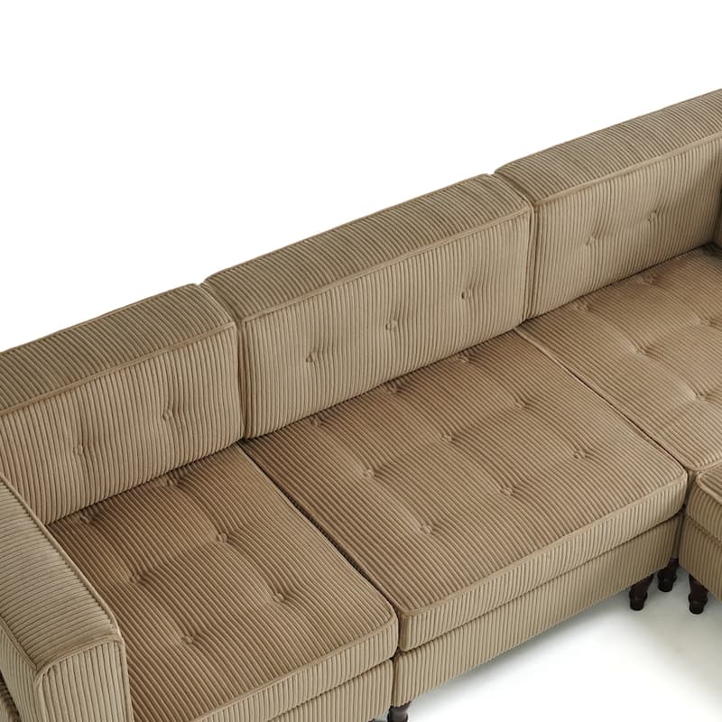 Oversized Sofa Corduroy Tufted Modular Sectional Set