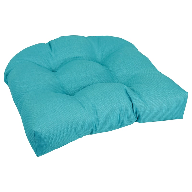 19-inch Rounded Back Tufted Indoor/Outdoor Chair Cushion - Aqua Blue