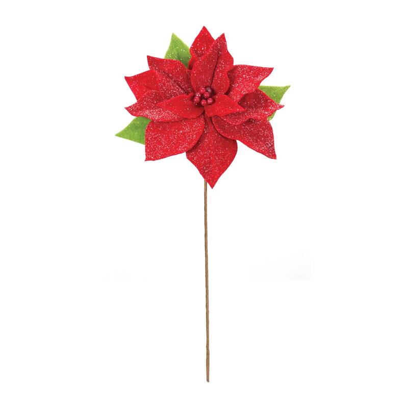 Set of 2 Poinsettia Artificial Christmas Stems 19.75"