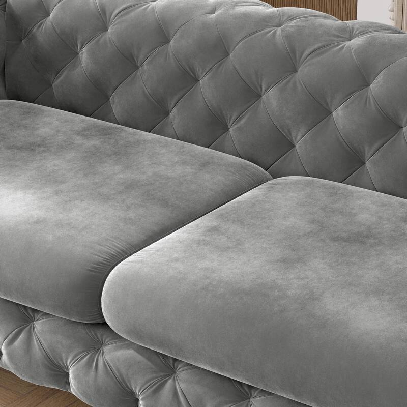 Corvus Aosta Tufted Velvet Loveseat and Sofa Living Room Chesterfield Set