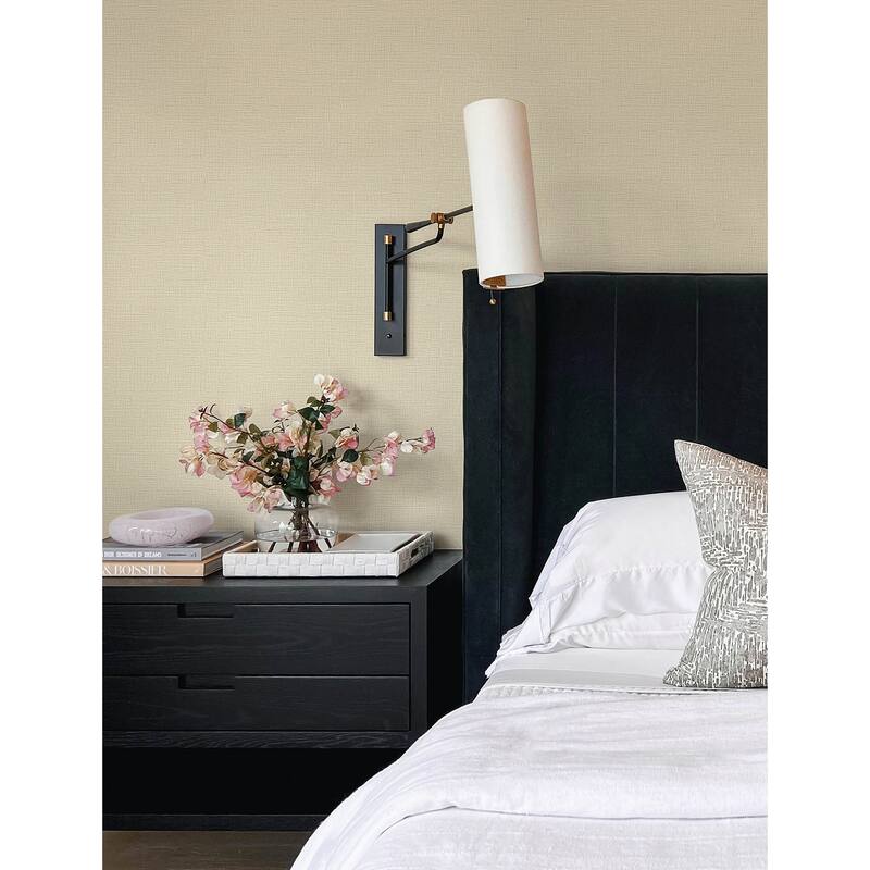 Advantage Eagen Neutral Linen Weave Wallpaper
