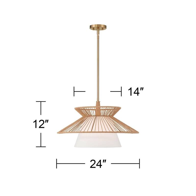 24" Wide Rope Fabric Modern Pendant Chandelier - 24" x 59"